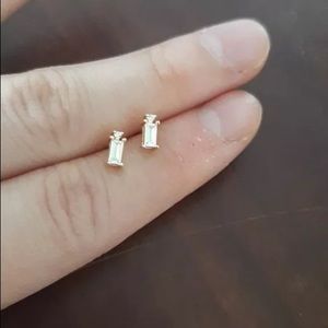 Anthropologie Nano Emerald Square Iced CZ Sparkling Diamond Earrings